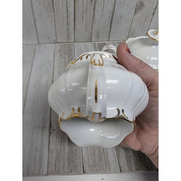 Vintage BOHEMIAN Fine China Creamer & Sugar Bowl With Lid Czechoslovakia BOH53 - Picture 7 of 15